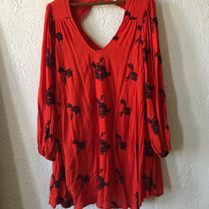 Free People Bohemian Embroidered Floral Dress